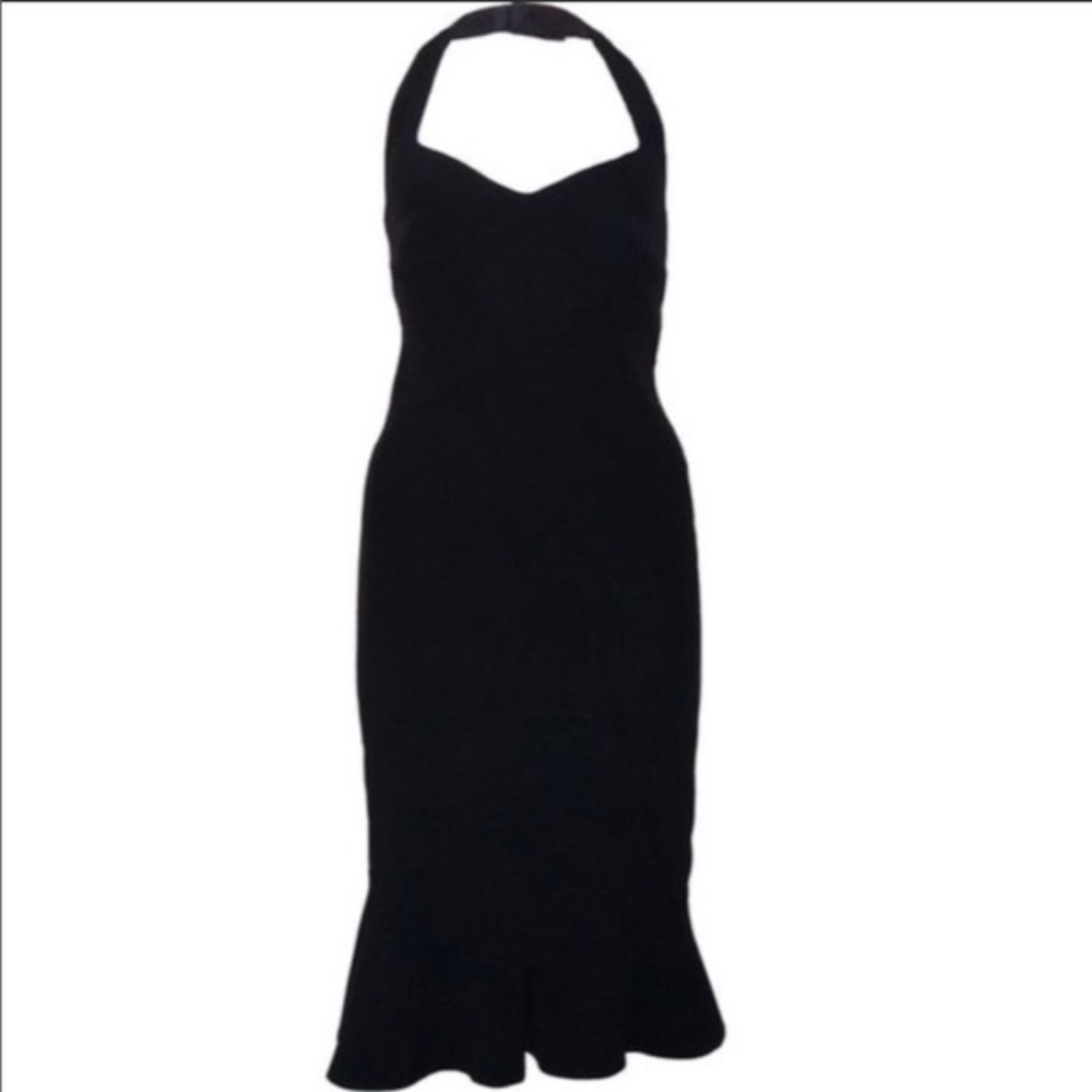 D&G Dolce Gabbana Ittierre ~ Black Halter Ruffled Hem Midi Dress Size 38